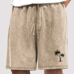 Men's Cotton Shorts Beach Drawstring Elastic Waist