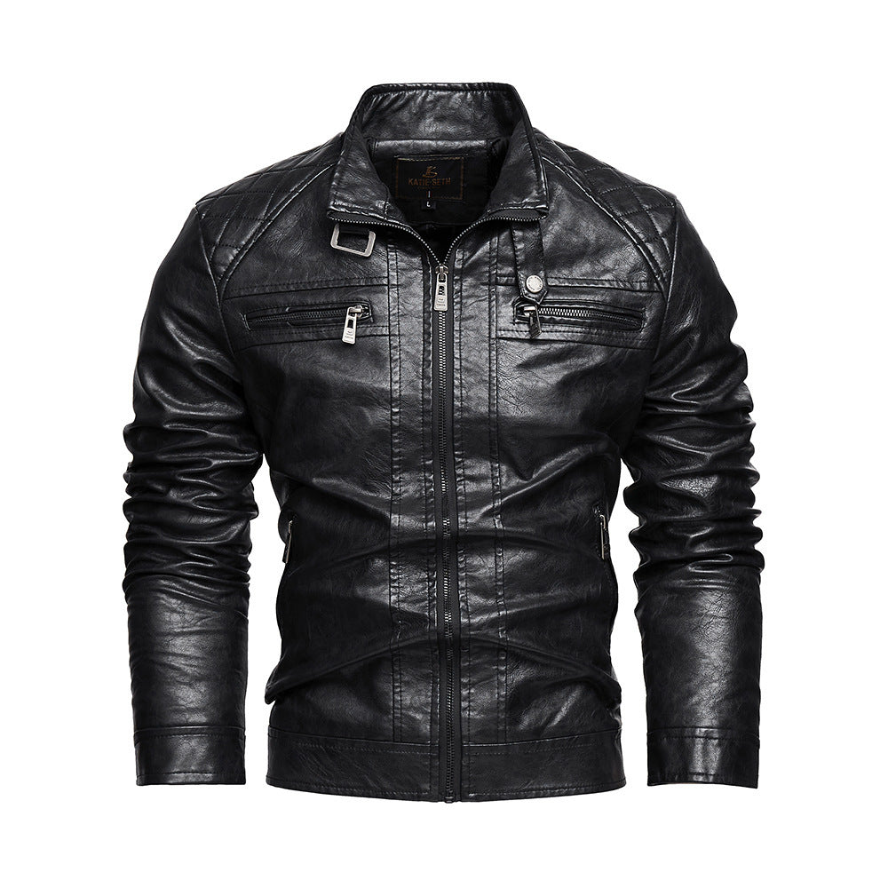 Personalized Trendy Pocket Pu Leather Coat Trendy Men Leather Jacket