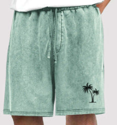 Men's Cotton Shorts Beach Drawstring Elastic Waist