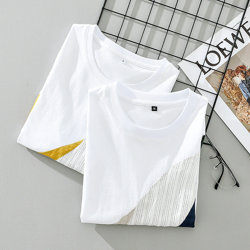 Summer Japanese Linen Striped Color Matching Short Sleeve