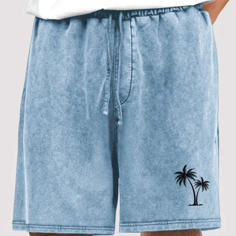 Men's Cotton Shorts Beach Drawstring Elastic Waist