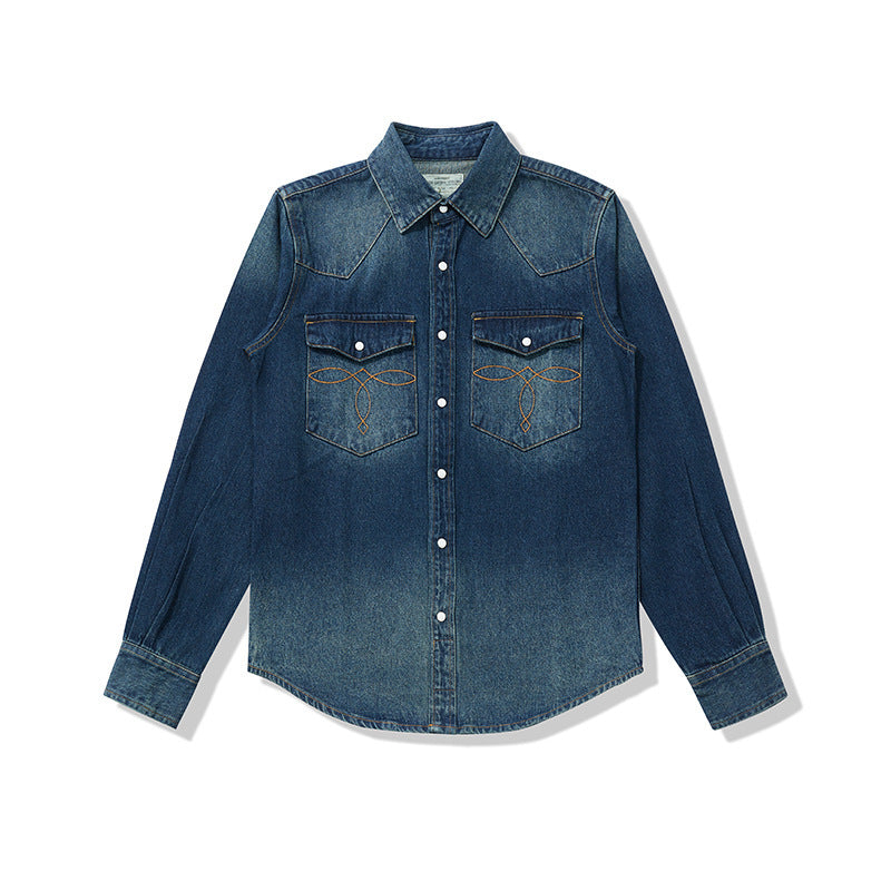 Classic Bag Flower Wash Denim Shirt