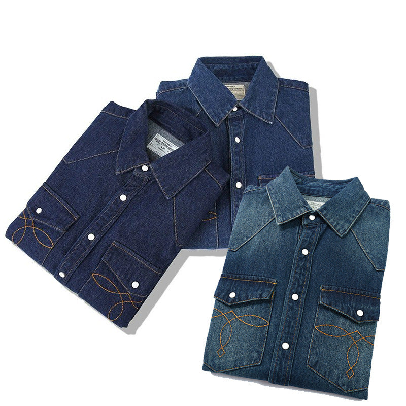 Classic Bag Flower Wash Denim Shirt