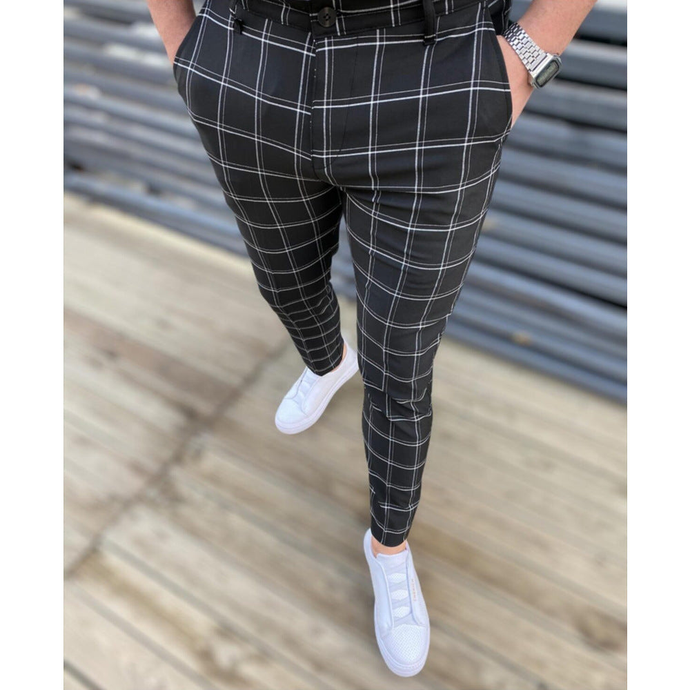 Men's Fashion Plaid Casual Feet Trousers