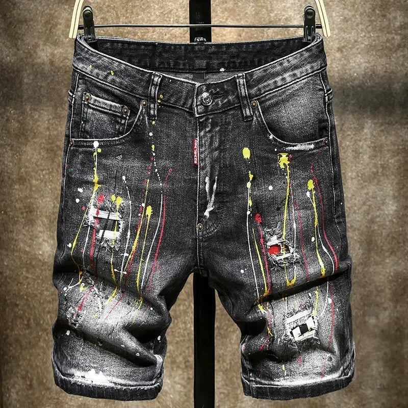 2025 Mans Jeans Hoëgehalte Luukse handelsmerk Mans Klassieke Blou Straat Slim Fit Broeke Mans Stretch Skinny Denim Kortbroek Grootte 44-58