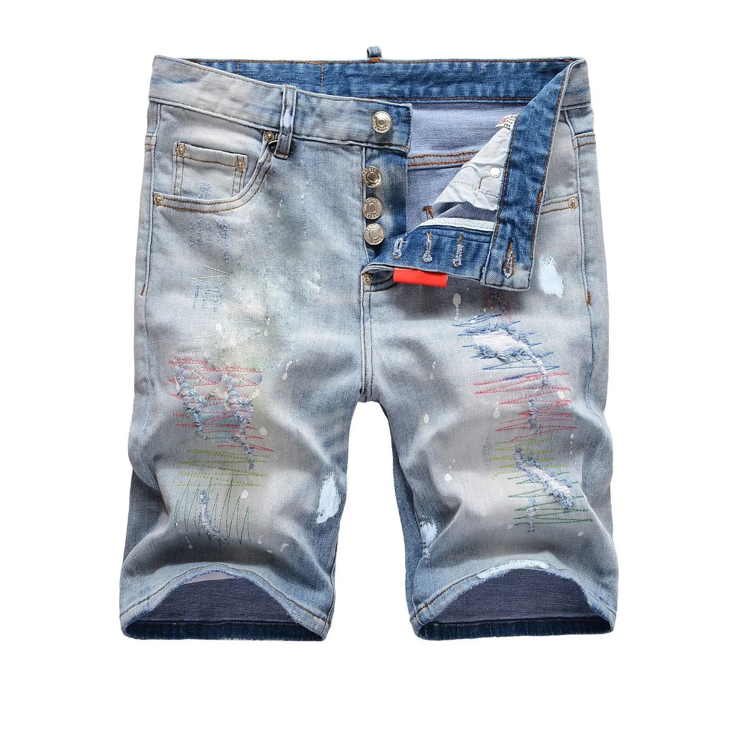 2025 Mans Jeans Hoëgehalte Luukse handelsmerk Mans Klassieke Blou Straat Slim Fit Broeke Mans Stretch Skinny Denim Kortbroek Grootte 44-58