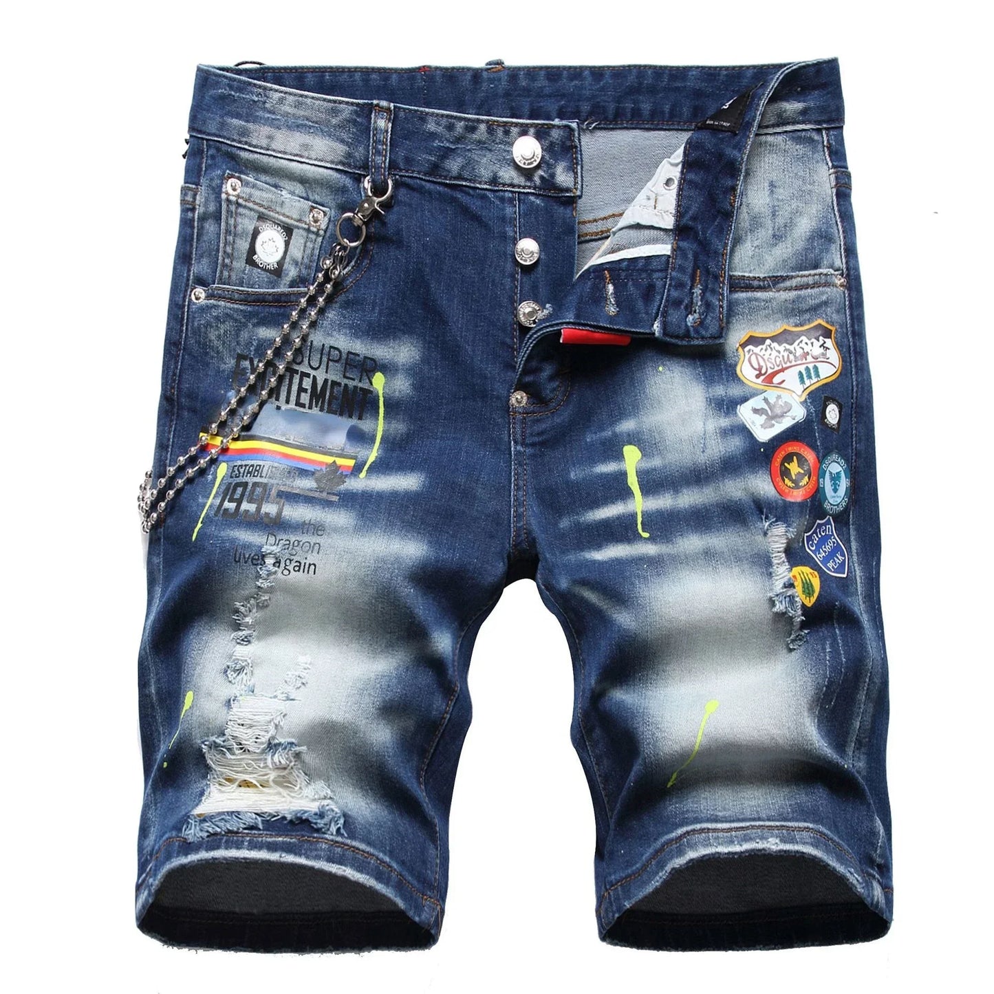 2025 Mans Jeans Hoëgehalte Luukse handelsmerk Mans Klassieke Blou Straat Slim Fit Broeke Mans Stretch Skinny Denim Kortbroek Grootte 44-58