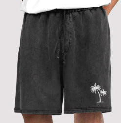 Men's Cotton Shorts Beach Drawstring Elastic Waist