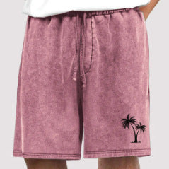 Men's Cotton Shorts Beach Drawstring Elastic Waist