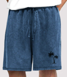 Men's Cotton Shorts Beach Drawstring Elastic Waist