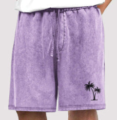 Men's Cotton Shorts Beach Drawstring Elastic Waist